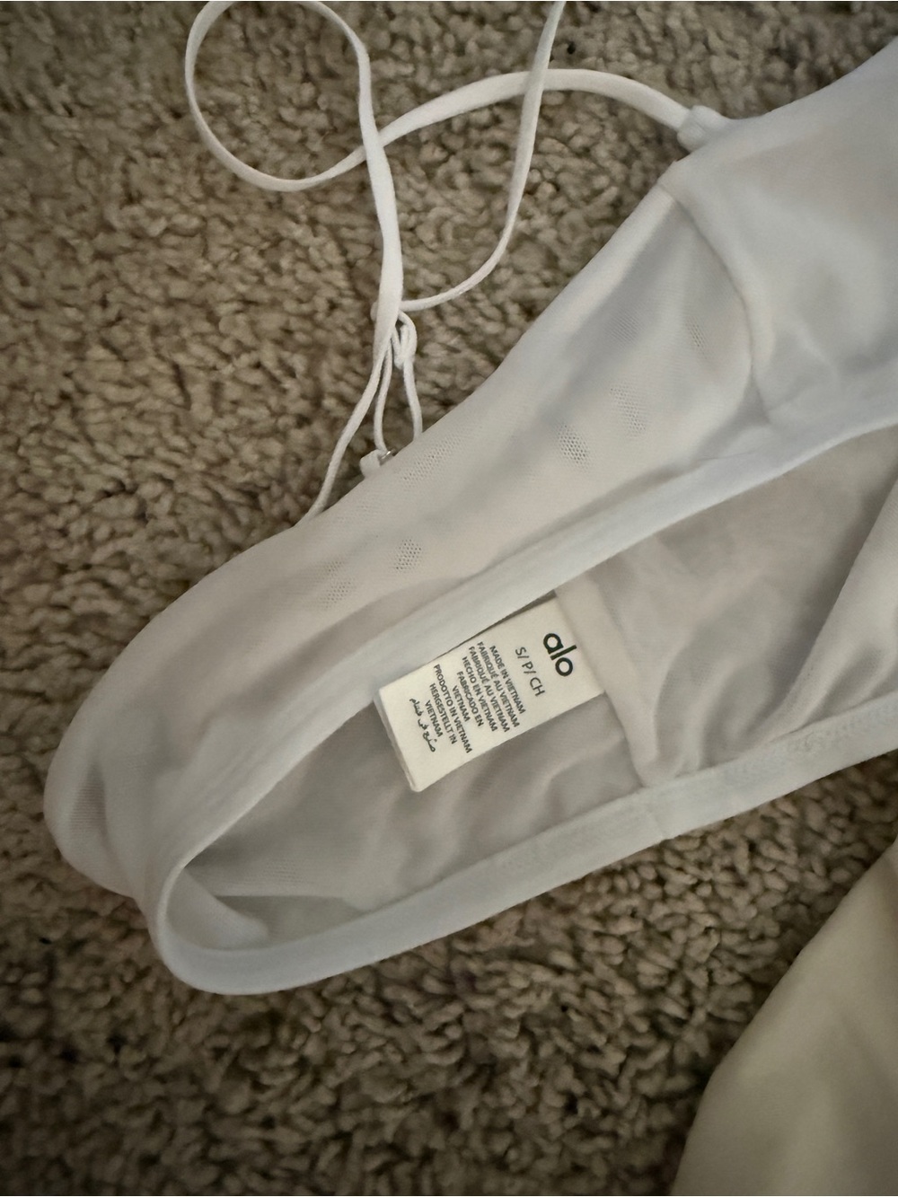 ALO Sheer Mock Neck Long-Sleeve Top with matching bra - Picture 5 of 7